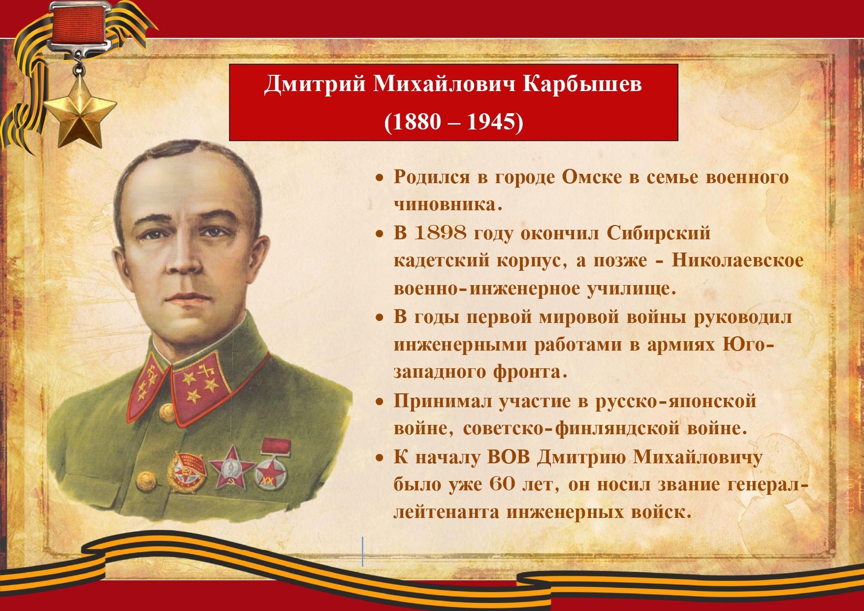 Я знаю этого героя - Карбышев Дмитрий Михайлович.